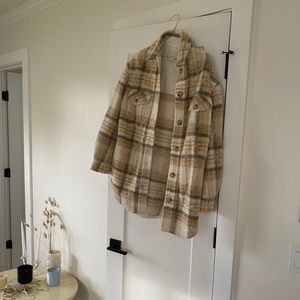 Aritzia Wool Button Up Plaid Jacket
